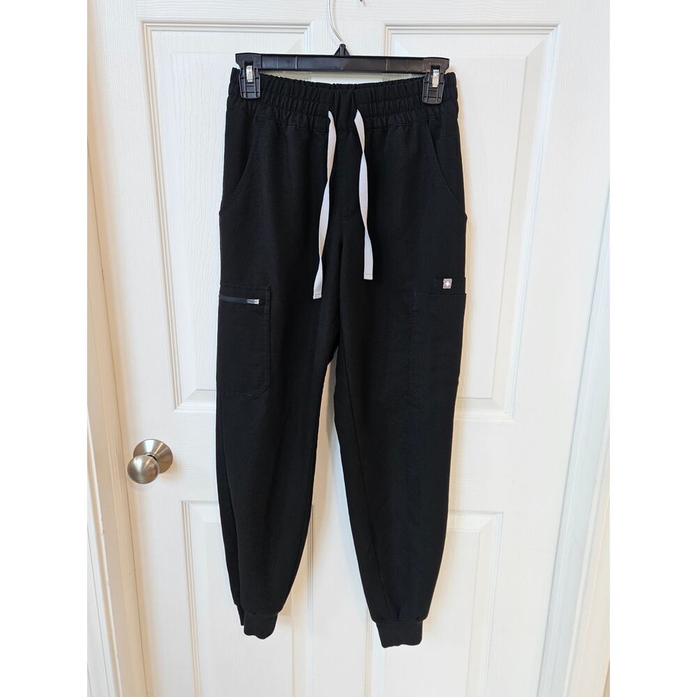 FIGS Uman Jogger Scrub Pants XS Black Drawstring Stretch Medical Uniform